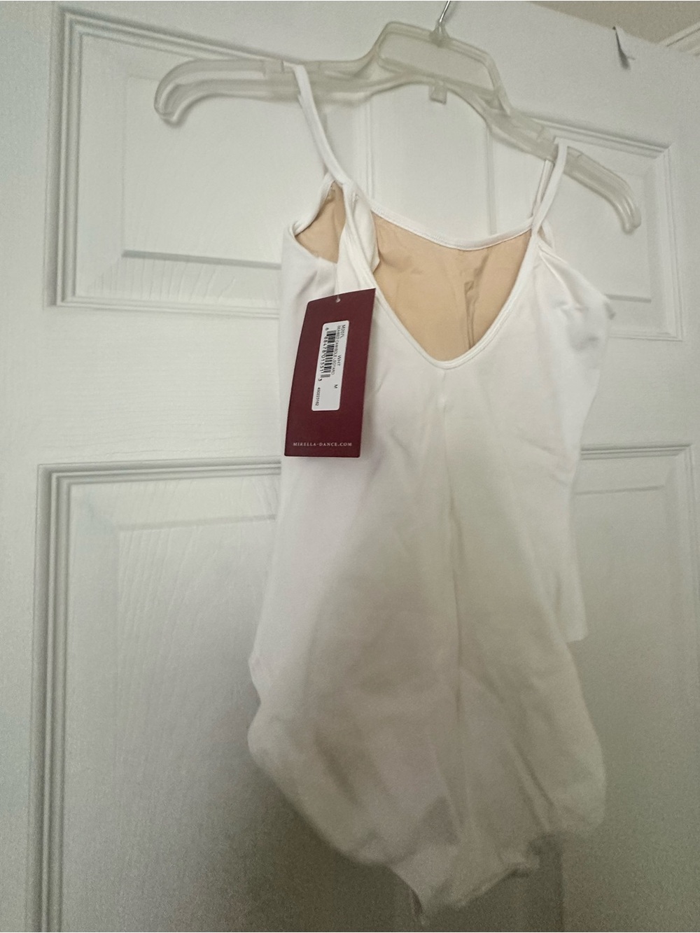 Mirella White Spaghetti Strap Camisole Leotard Bodysuit
